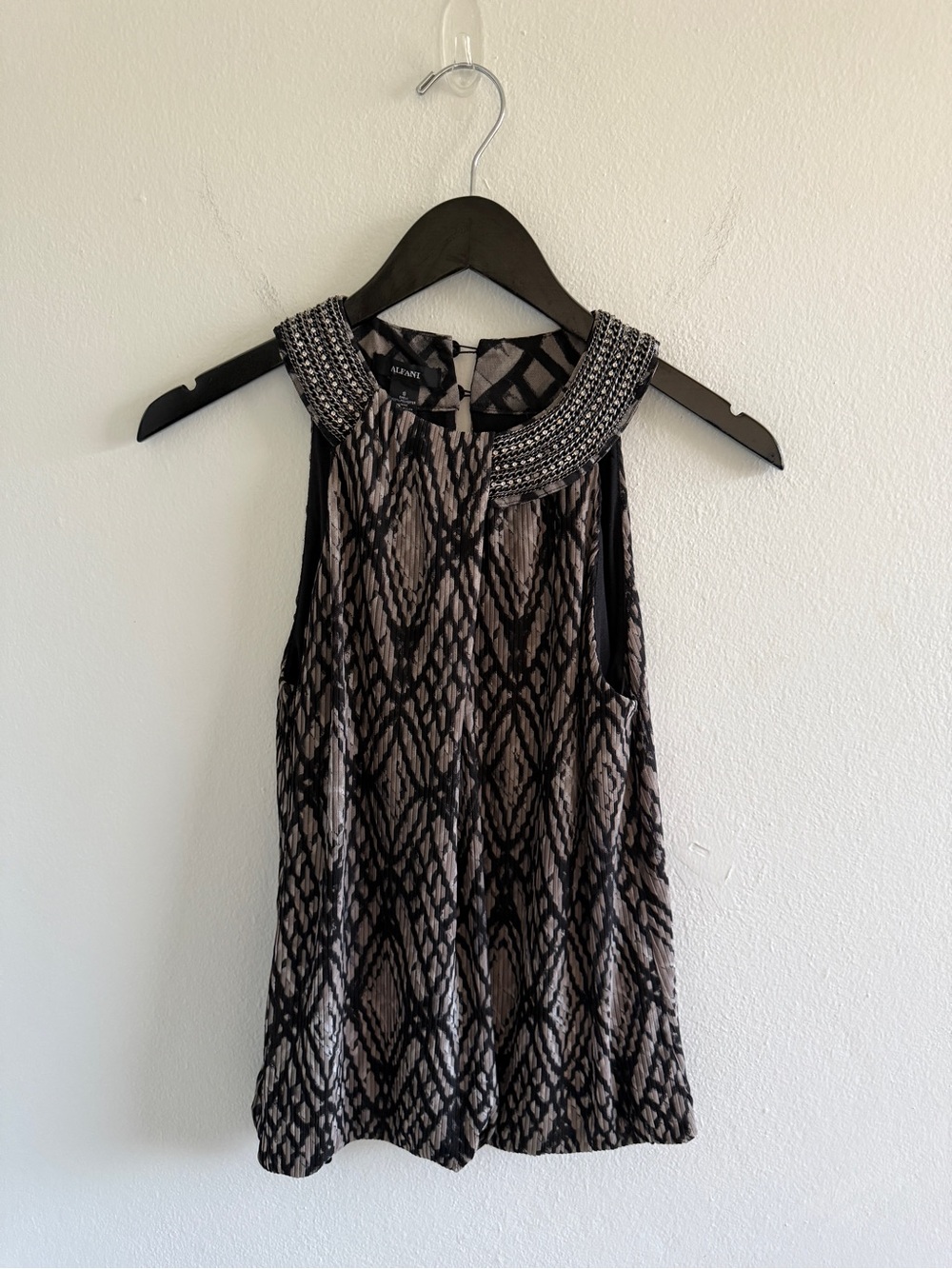 Indie Boho Embellished Geometric Pleated Sleeveless Blouse by Alfabi
